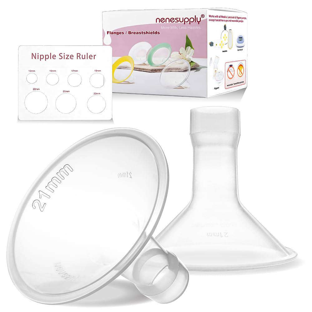 Nenesupply 21mm Classic Flanges Compatible with Medela Breast Pump Parts Flange Accessories. Work with Pump in Style Parts Symphony Parts Swing Maxi Harmony Breastpumps (21mm Classic)