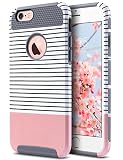 ULAK iPhone 6s Case, iPhone 6 Case, Colorful Series Slim Fit Dual Layer Scratch Resistant Hard Back Cover Shock Absorbent TPU Bumper Case for Apple iPhone 6 6s 4.7 inch(Grey+Pink+Minimal Stripes)