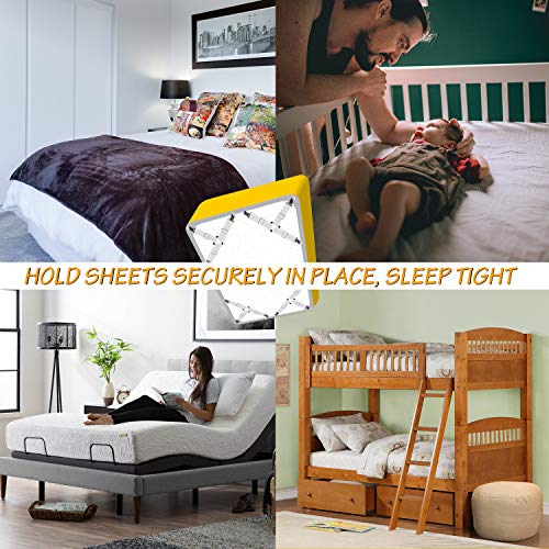 Ultrashang Bed Sheet Straps Fasteners 2Set White Elastic Triangle