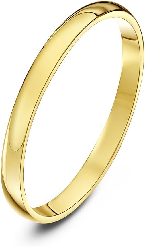 Theia 9ct Yellow Gold Heavy D Shape Polished 2-8mm Wedding Ring