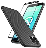 Huness Google Pixel 4 XL Case with Tempered Glass Screen Protector Scratch Resistant Anti Slip Grippy Soft TPU Case for Google Pixel 4 XL Phone (Black)