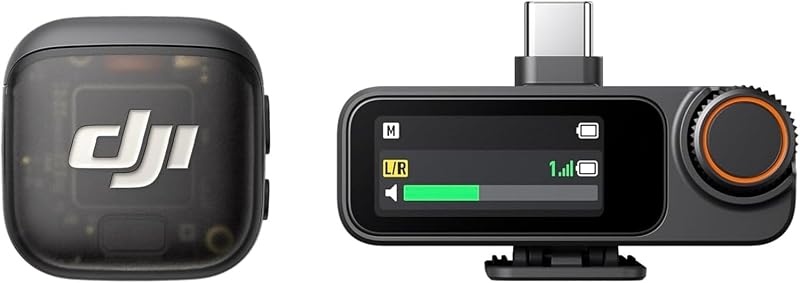 Microfone 3 (1 TX + 1 RX), microfone lavalier sem fios para iPhone/câmara/Android, Ultralight, Tempo de Funcionamento Estendido e Carregamento Rápido, transmissão até 400 m