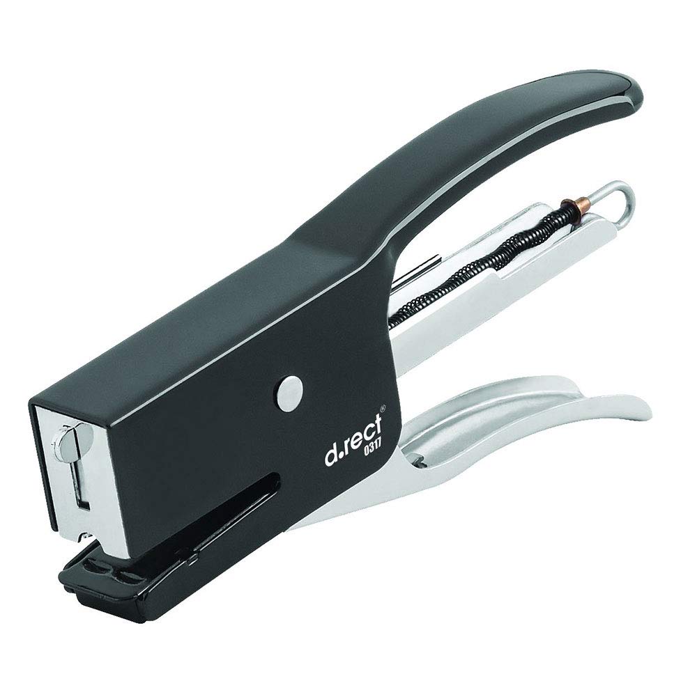 D.RECT 0317 Stapler Plier | Paper Stapler | Perfect for Office or Home | Ideal for Organizing Documents| 20 Sheets | Metal Construction | 24/6 and 26/6 Type Staples,Black