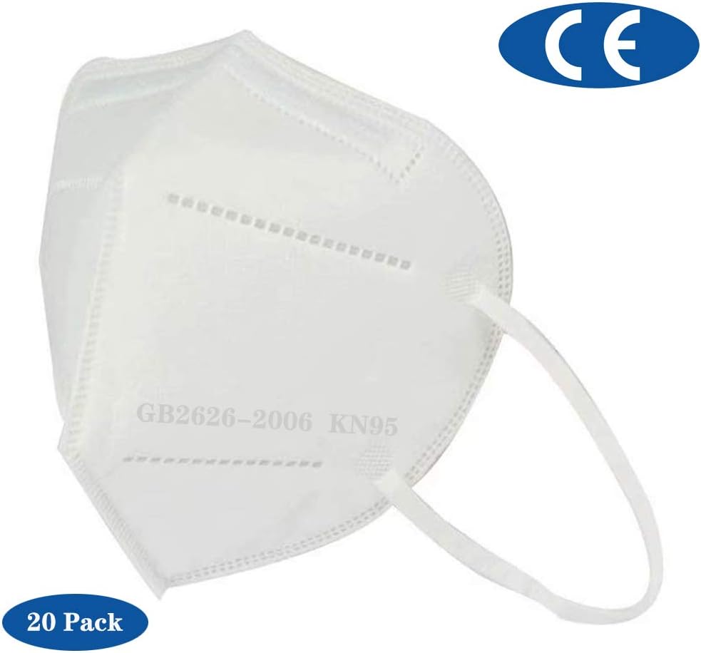 KN95 Virus Protection Mask,Dust Safety Mask,Germ and Influenza Face Masks,Activated Carbon Air Filter Mask,Breathable and Comfortable Earloop Mask,95% Filtered by Safety Test,20 Pack