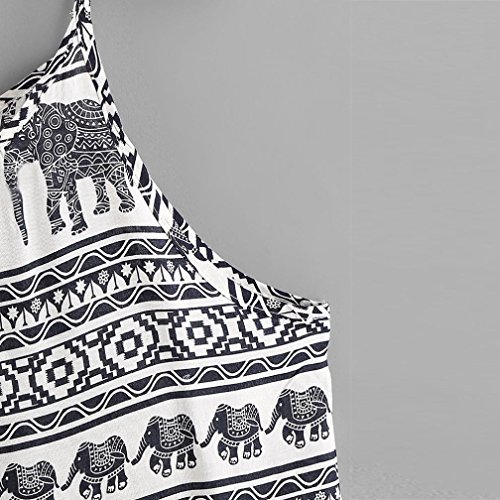 Kollmert Women Vintage Elephant Print Tassel Hem Blouse Tops Tank Cami T Shirt Vest (M, Black) - Thumbnail 4
