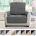 MIGHTY MONKEY Premium Reversible Chair Protector for Seat Width up to 23 Inch, Furniture Slipcover, 2 Inch Strap, Chairs Slip Cover Throw for Pets, Dogs, Cats, Armchair, Charcoal Light Gray