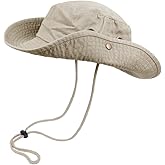 Bucket Hats with String Wide Brim Hiking Fishing UV Sun Protection Safari Unisex Boonie