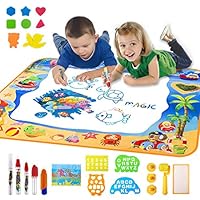 BincaBom Aqua Drawing Mat Magic Water Doodle Large Size 39.5" X 27.5" Educational Toys Gifts for 2 3 4 Years Kids Toddler with Bonus Accessories