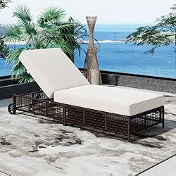 MoBtovs Rattan Outdoor Lounge Chair with 5-Position