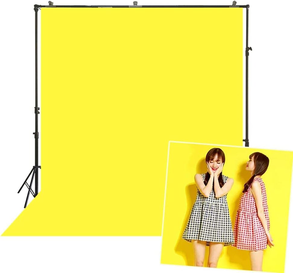 SR-2030 Photography Backdrop Bright Yellow Background Solid Color Screen Back Drops Makeup Blogger Demos Video Studio Photoshoot Portrait Simple Fabric Plain Banner for Online Meeting 5x6.5ft