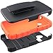 LG Sunrise Case, LG Lucky Case - Armatus Gear (TM) Tactical Hybrid Armor Case Holster Combo Dual Layer Protector with Kickstand For NET10 LG Sunrise L15G and TRACFONE LG Lucky L16C - Orange/Black