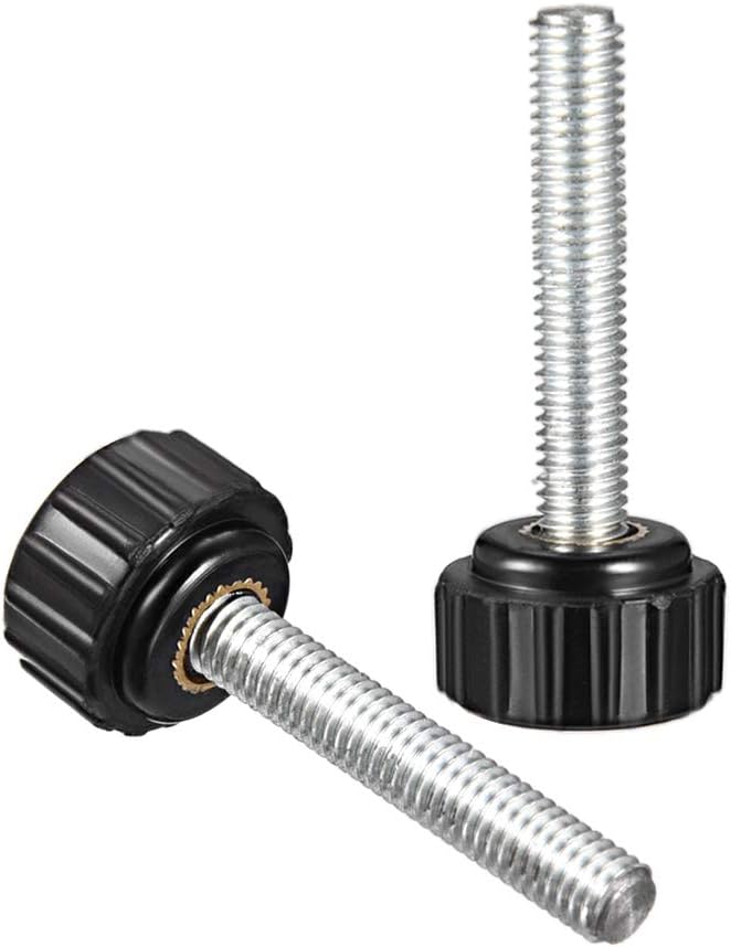 sourcing map M5 x 30mm Metric Male Thread Knurled Clamping Knobs Grip Thumb Screw on Type Plastic Threaded Hand Bolt Knobs Black 2 Pcs - Image 4