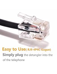 Desenredador de cable de teléfono color negro (2 unidades). Evita que el cable de su teléfono se enrede con rotación 360 grados.
