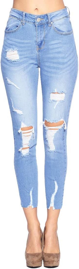 ICONICC Women's Butt Lifting Skinny Jeans Destroyed and Ripped Stretch Denim