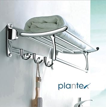 Plantex High Grade Stainless Steel Folding Towel Rack for Bathroom/Towel Stand/Hanger/Bathroom Accessories