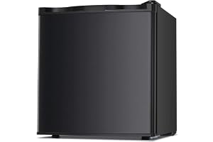 Antarctic Star Upright Freezer 1.1 Cu.ft, Compact Mini Freezer with Reversible Single Door, Temperature Control, Removable Shelves, Small freezer Stainless Steel for Dorms Home Office, Black