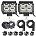 SUZCO 4 Inch Jeep Truck Auto LED Light Bar Emergency Work Light Set, Extra Portable with 8ft Wiring Harness Kit, Straight Fish Eye Lens 12000Lumens Offroad Automotive Spot & Flood Combo Beam primary