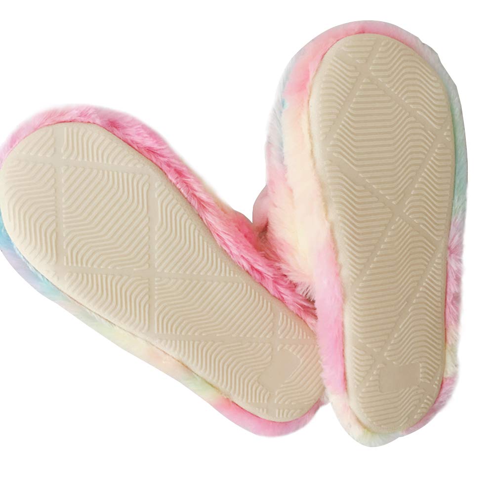 Women\'s Unicorn Slippers Animal Cute Fluffy Indoor Memory Foam Open Back Funny Home