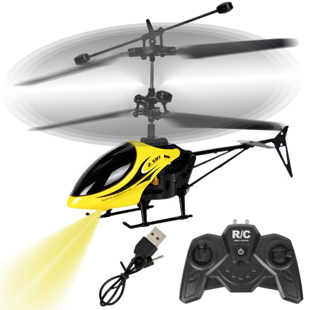 LGQHCE RC Helicopter, Remote Control Helicopter, Remote Control Helicopters Kids, One Key Take Off Landing, Aircraft Indoor Flying Toy, Ideal Festival Gifts for Kids Adults Beginners, Yellow