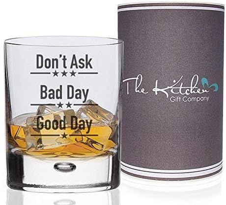 FLOW Barware Good Day, Bad Day, Don’t Ask Whiskey Glass, Transparent