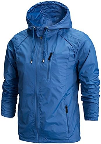 Mary Steele Spring Men Sportswear Men Thin Windbreaker Zipper Coats Outwear Hooded Men Jacket Blue XXXL