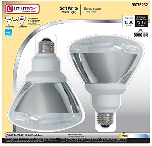 Utilitech 2-Pack 26-Watt (90W Equivalent) 2,700K PAR38 Soft White Outdoor CFL Bulbs