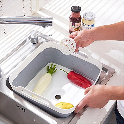 Foldable Strainer Wash and Drain Dish Tub，Fruits Drainer Basket Vegetable Sink Colander Draining Basket - Thumbnail 7