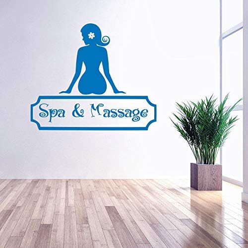 tzxdbh Spa Massage Sign Wall Decal Facials Care Wall Window Sticker Spa Design Beauty Salon Decor Full Body Massage Vinyl Mural 57 * 48CM