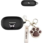 TSVSXS Silicone Case Compatible with Beats Solo Buds(2024) with Keychain, Cute Anime Black Cat Protective Cases Wireless Earbuds Cartoon Accessories