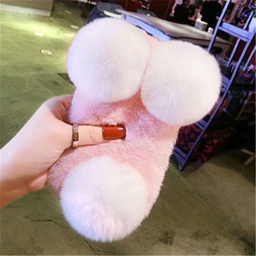 Liqucase Plush Cove For Huawei Nova 2 Plus, Fluffy Bunny Case - Super Soft Cute Luxury Winter Case (Panda,Pinkwhite)