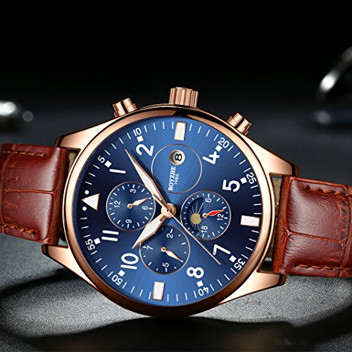 image for BOYZHE Men Automatic Mechanical Sports Watch Moon Phase Calendar Fashi