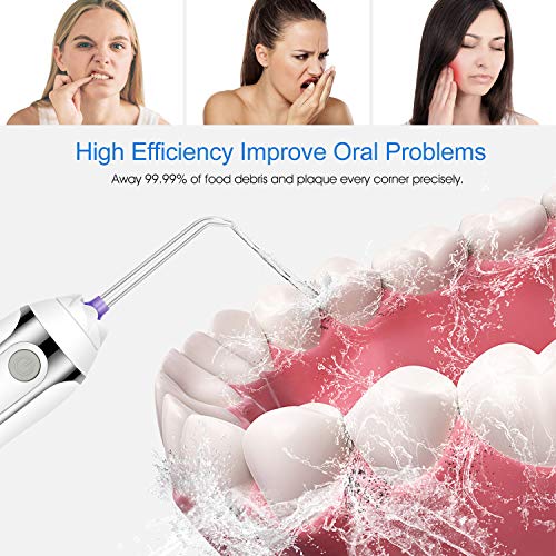 Water Flosser for Teeth - Nivlan Newest Cordless Water Flossing Teeth Cleaner, IPX7 Waterproof Rechargeable Dental Oral Irrigator for Braces & Bridges Care with 300ML Tank, 5 Modes & 6 Jet Tips