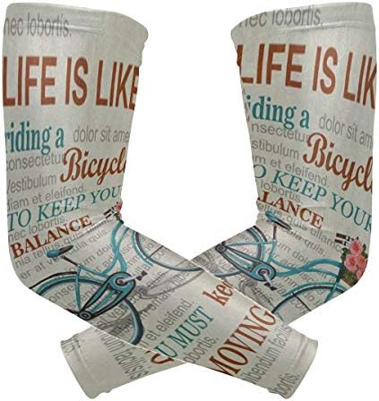 Arm Sleeves Inspirational Quote Newspaper Bicycle Man Baseball Long Cooling Sleeves Sun UV Compression Arm Covers