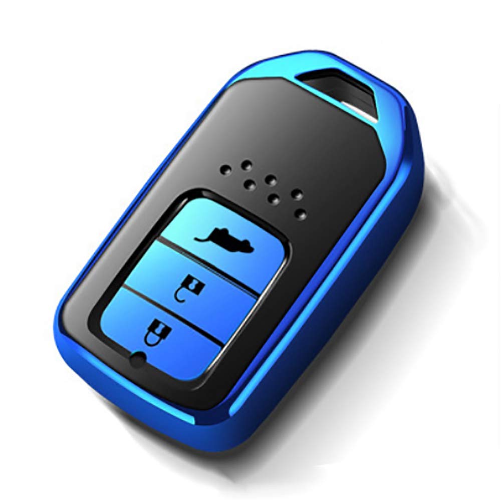 ontto Car Key Cover for Honda Accor VEZEL CIVIC XR-V CR-V Spirior, Premium Soft TPU Silicone Protective Key Fob Cover for Odyssey AVANCIER JADE Accord Crosstour Key Case Remote Smart Key Fob - Blue