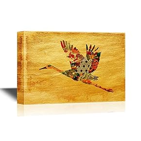 Japanese Culture A Flying Crane with Japanese Style Pattern