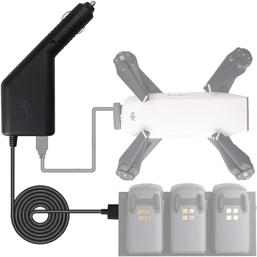 RCGEEK Car Charger Adapter with 3ft Long Cable Compatible with DJI Spark Charging Hub Fast Charging 3 Battery and 1 Transmitter Portable Charger for Car Charging(NOT Include Charging Hub)