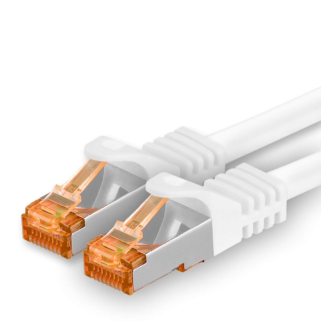 3.0 m - Cat.7 network cable white - 1 piece Gigabit Ethernet LAN cable 10000 Mbit s patch cable Cat7 cable S FTP PIMF shielding LSZH Cat.7 raw cable Rj45 plug Cat 6a - 1 x 3 meters