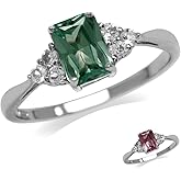 Silvershake 7x5mm Octagon Shape Birthstone Gemstone White Gold Plated or Yellow Gold Plated 925 Sterling Silver Engagement Ring Jewelry for Women