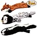 CNIMGBB No Stuffing Dog Toys with Squeakers, Durable Stuffingless Plush Squeaky Dog Chew Toy Set,Crinkle Dog Toy for Medium and Large Dogs（Squirrel Raccoon Fox Skunk and Penguin） (3 Pack)