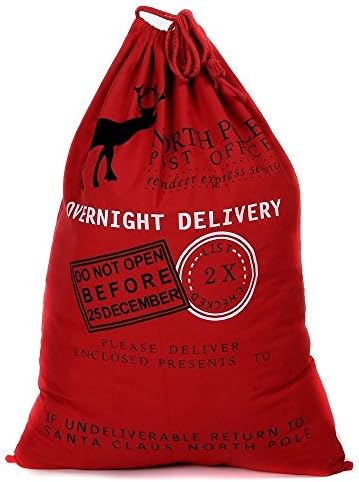Littleducking Vintage Hessian Christmas Santa Sack Stocking Burlap Gift Present Large Jute Xmas Gift Bags Red overnight…