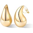 NVWAROCK Gold Drop Clip On Earrings Dupes Teardrop Chunky Non Pierced Earring 14K Real Gold Plated Hypoallergenic Lightweight Earrings for Women（Gold and Silver）