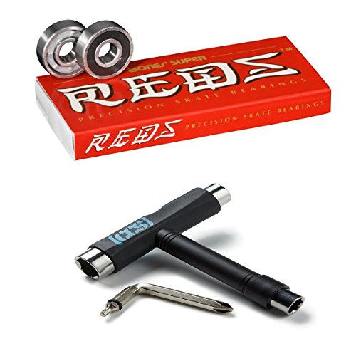 Bones Super Reds Bearings with CCS Skateboard Tool 