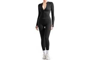 SUUKSESS Women 2 Piece Seamless Ribbed Workout Sets With Zip Up Jacket High Waisted Gym Yoga Leggings