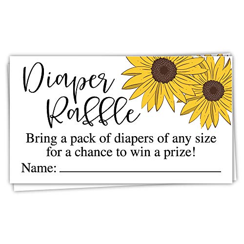 50 Sunflower Diaper Raffle Tickets - Baby Shower Game - Invitation Inserts