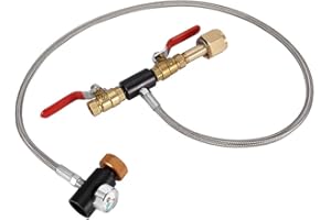 G1/2 CO2 Cylinder Refill Adapter CO2 Tank Soda Refill Kit Fill Station Connector, 36 Inch Hose Adapter CO2 Cylinder Refill Ad
