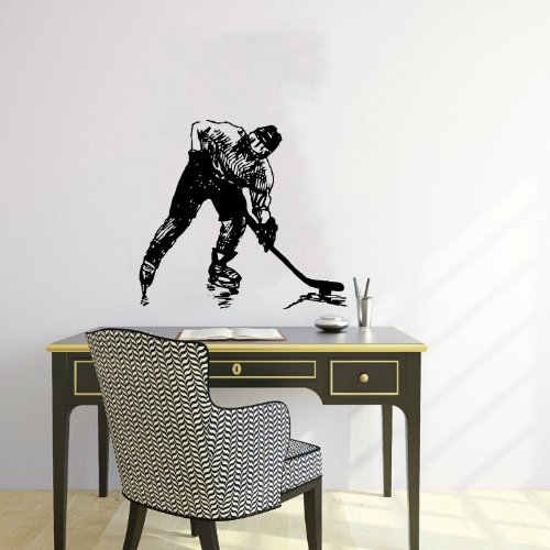 Housewares Wall Vinyl Decal Sport Sportsmen Playing Hockey Shaft Putter Home Art Decor Kids Nursery Removable Stylish Sticker Mural Unique Design for Any Room
