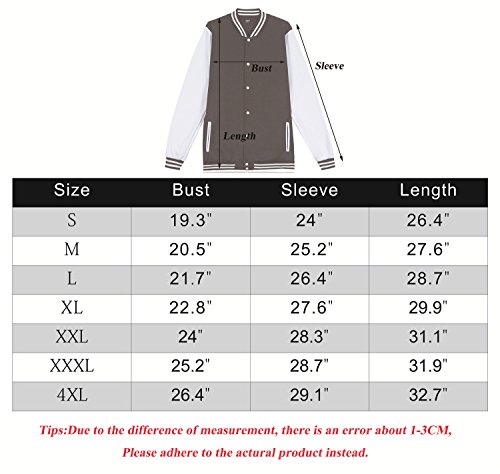 Trifuness Varsity Jacket Letterman Jacket Baseball Jacket with Long Sleeve Banded Collar