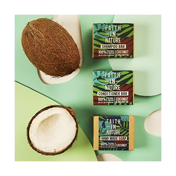 Faith In Nature Natural Coconut & Shea Butter Shampoo Bar, Hydrating, Vegan & Cruelty Free, Paraben and SLS Free, for…