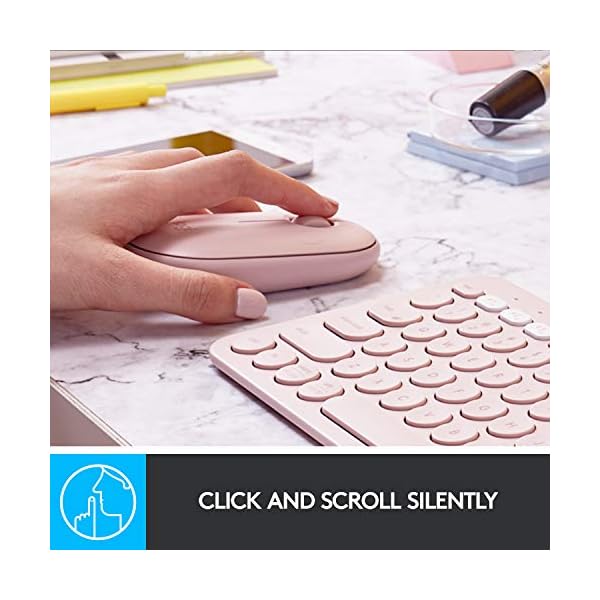 Logitech Pebble Wireless Mouse with Bluetooth or 2.4 GHz Receiver, Silent, Slim Computer Mouse with Quiet Clicks, for…