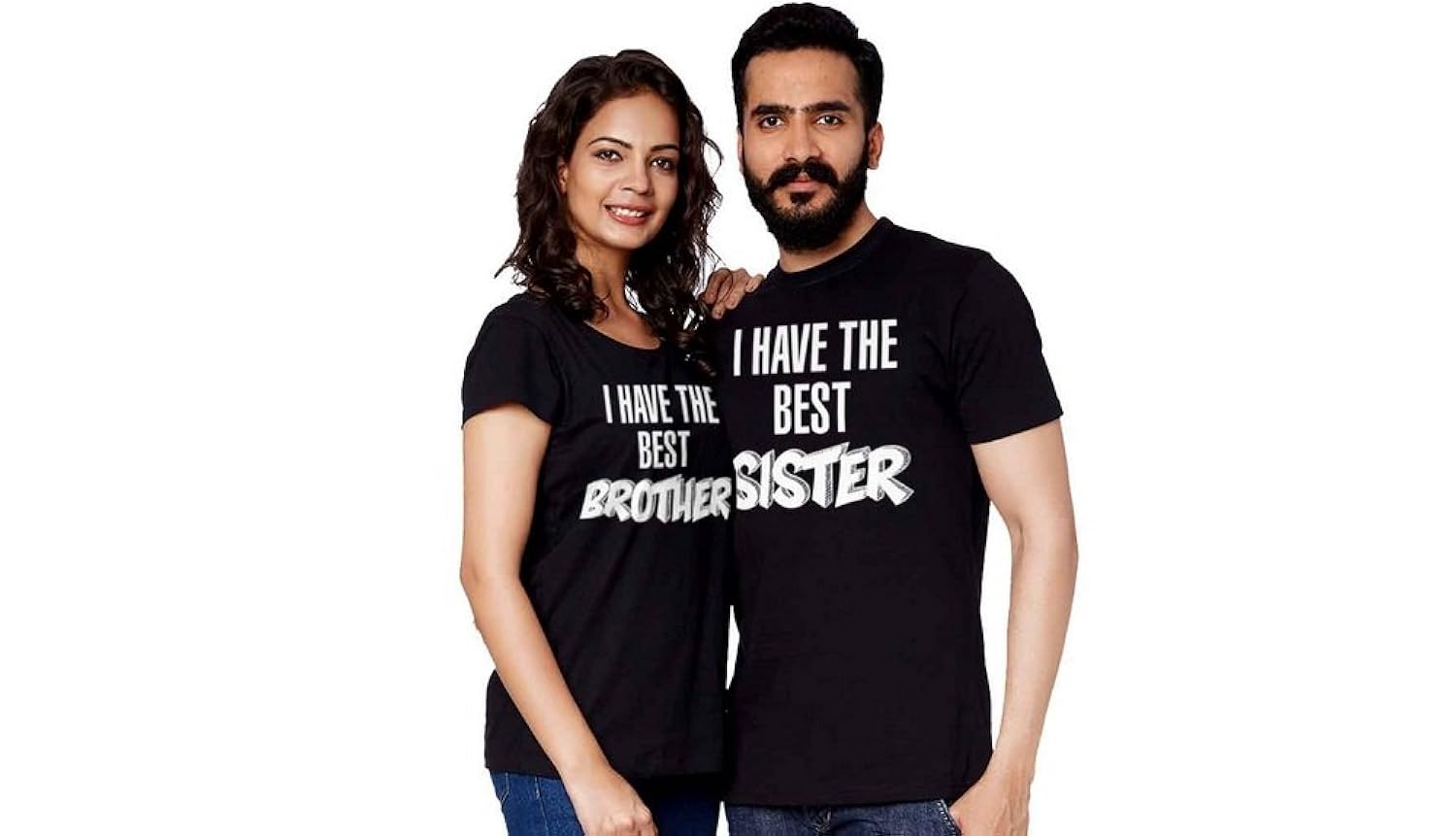 adyk cotton sibling t-shirts best brother and sister (pack of 2)